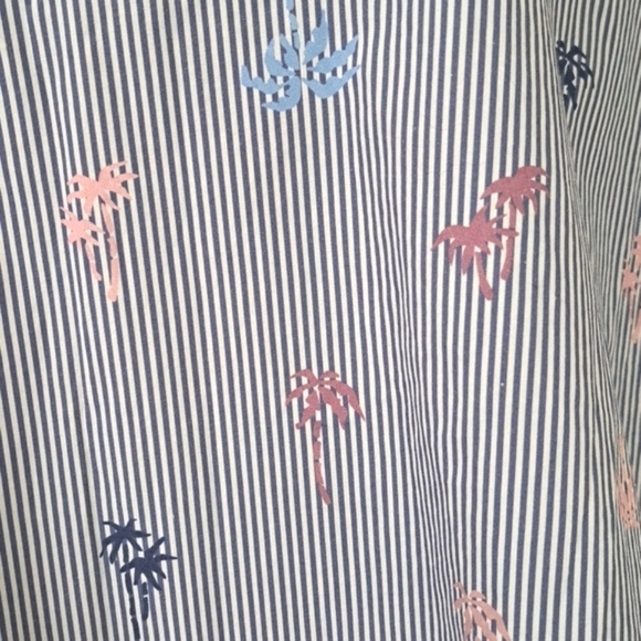 Bonobos Blue Palm Party Stripe Pegasus Pullover Shirt Blouse Size Medium - Picture 5 of 9